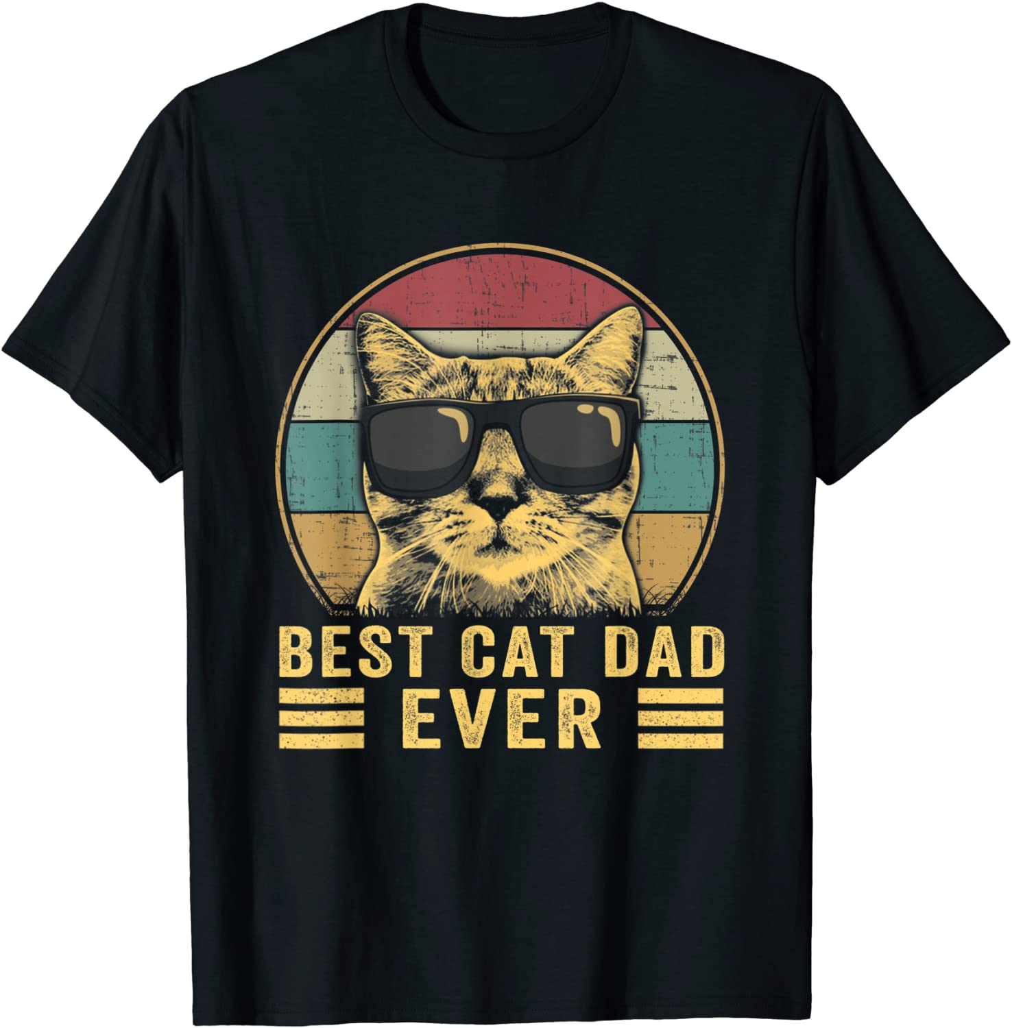 Vintage Best Cat Dad Ever Bump Fit T-Shirt