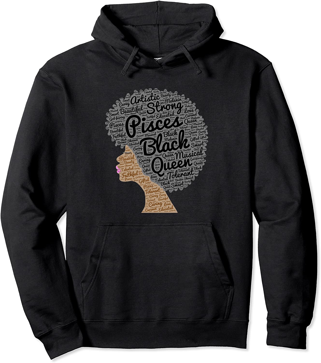 Pisces Black Queen Natural Hair Hoodie For Women