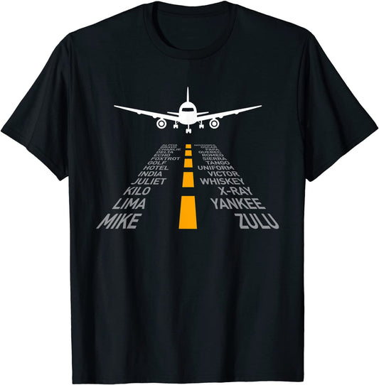 Airplane Pilot Gifts Airport Runway Phonetic Alphabet Plane T-Shirt
