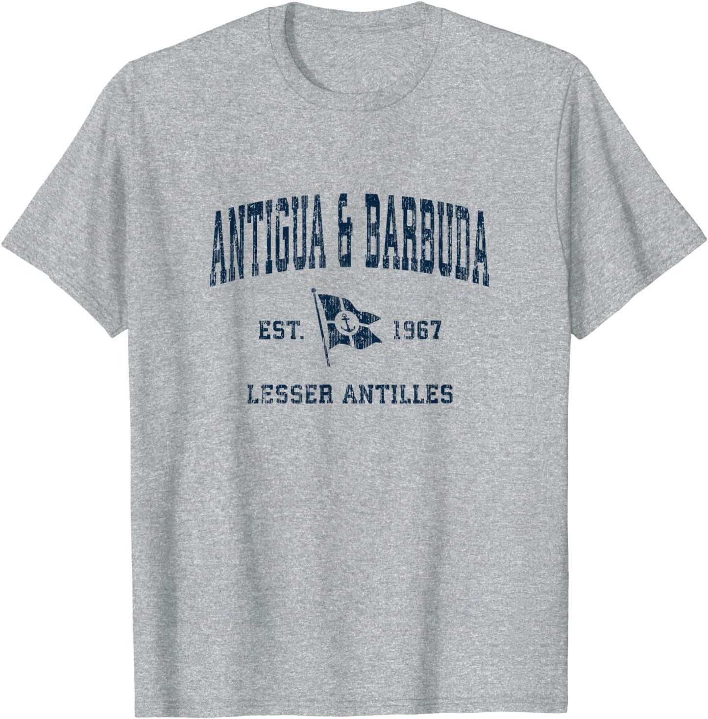 Antigua and Barbuda Vintage Sports Navy Boat Anchor Flag T-Shirt