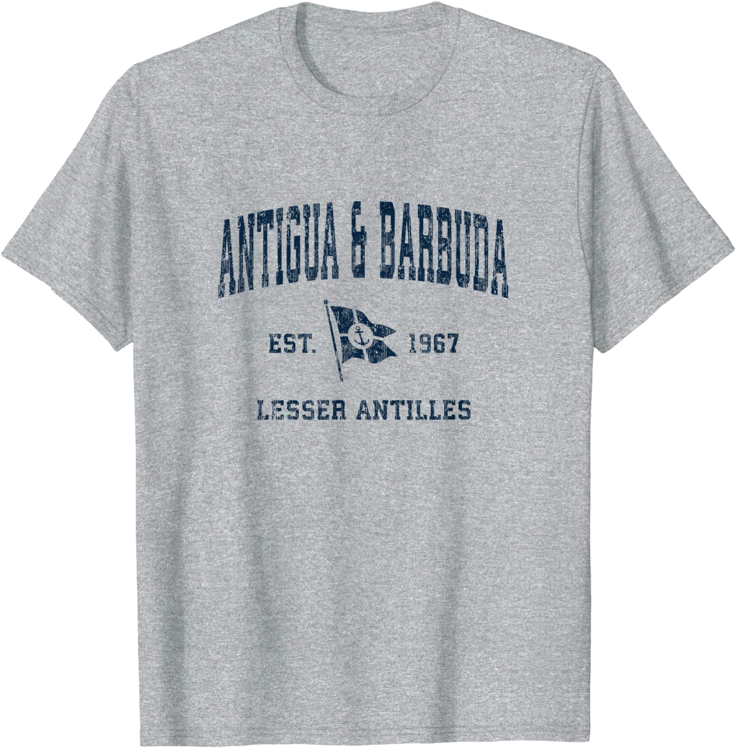 Antigua and Barbuda Vintage Sports Navy Boat Anchor Flag T-Shirt