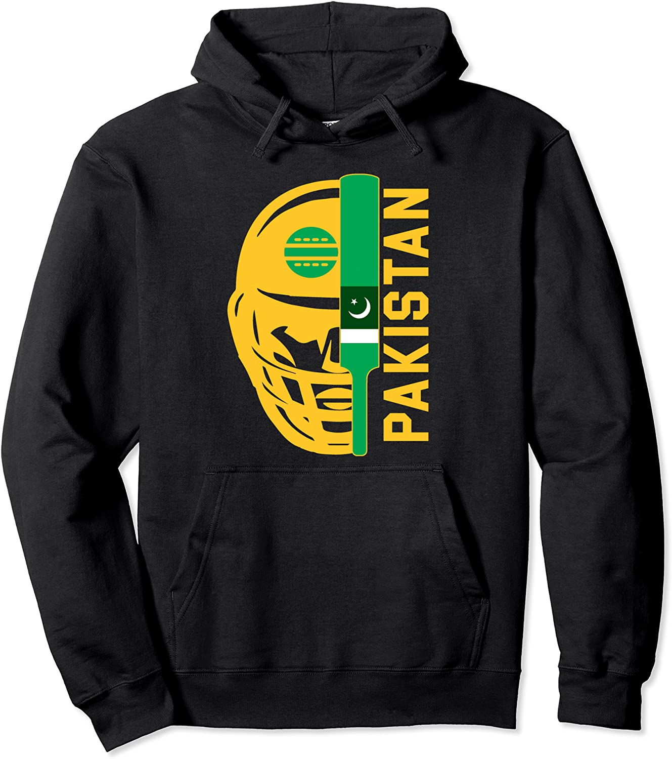 Cricket Pakistan Fan Helmet Ball and Bat Design Pullover Hoodie