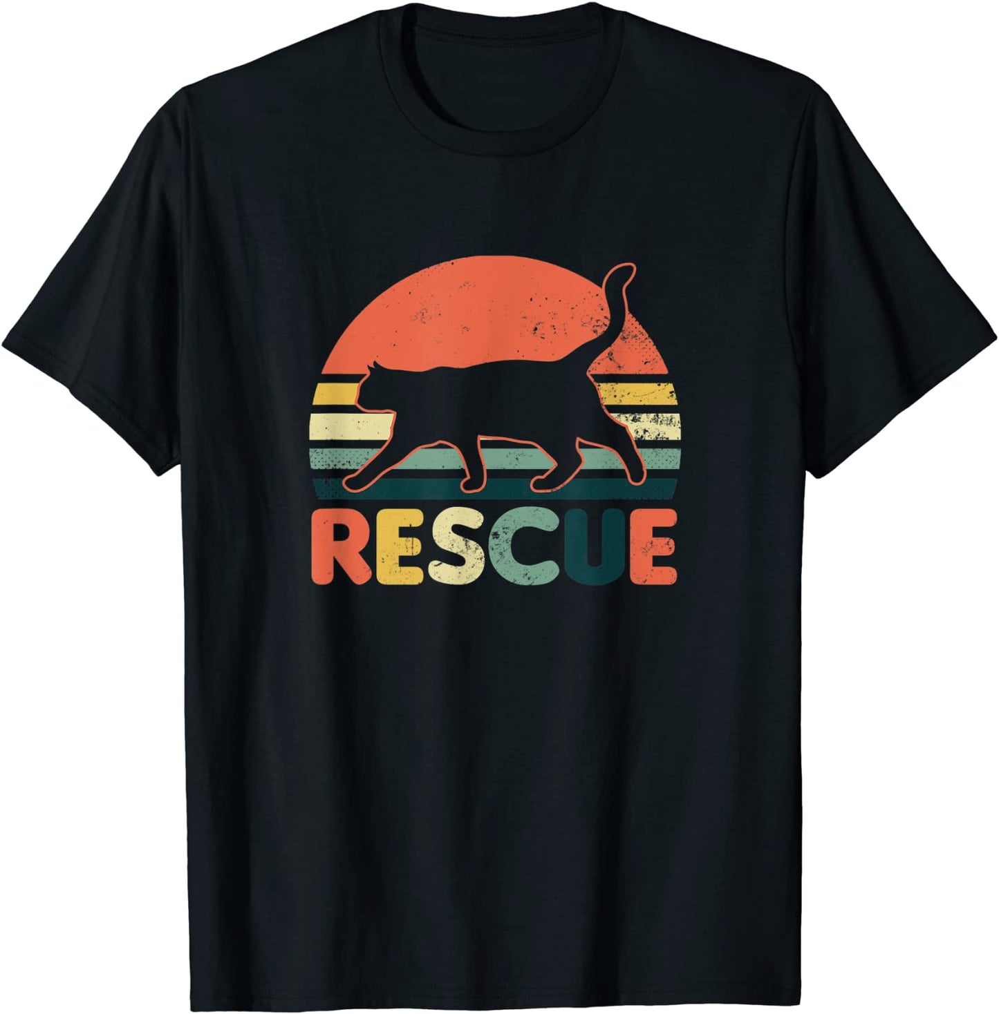 Cat Adoption Design Vintage Retro Sunset Rescue Gift T-Shirt
