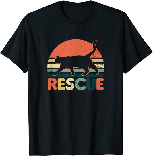 Cat Adoption Design Vintage Retro Sunset Rescue Gift T-Shirt