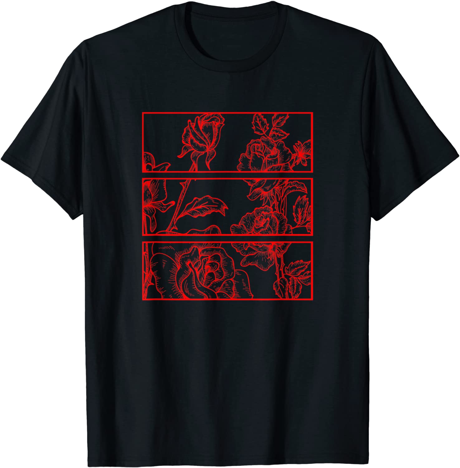 Red Roses Aesthetic Clothing Soft Grunge Clothes Teen Girls T-Shirt