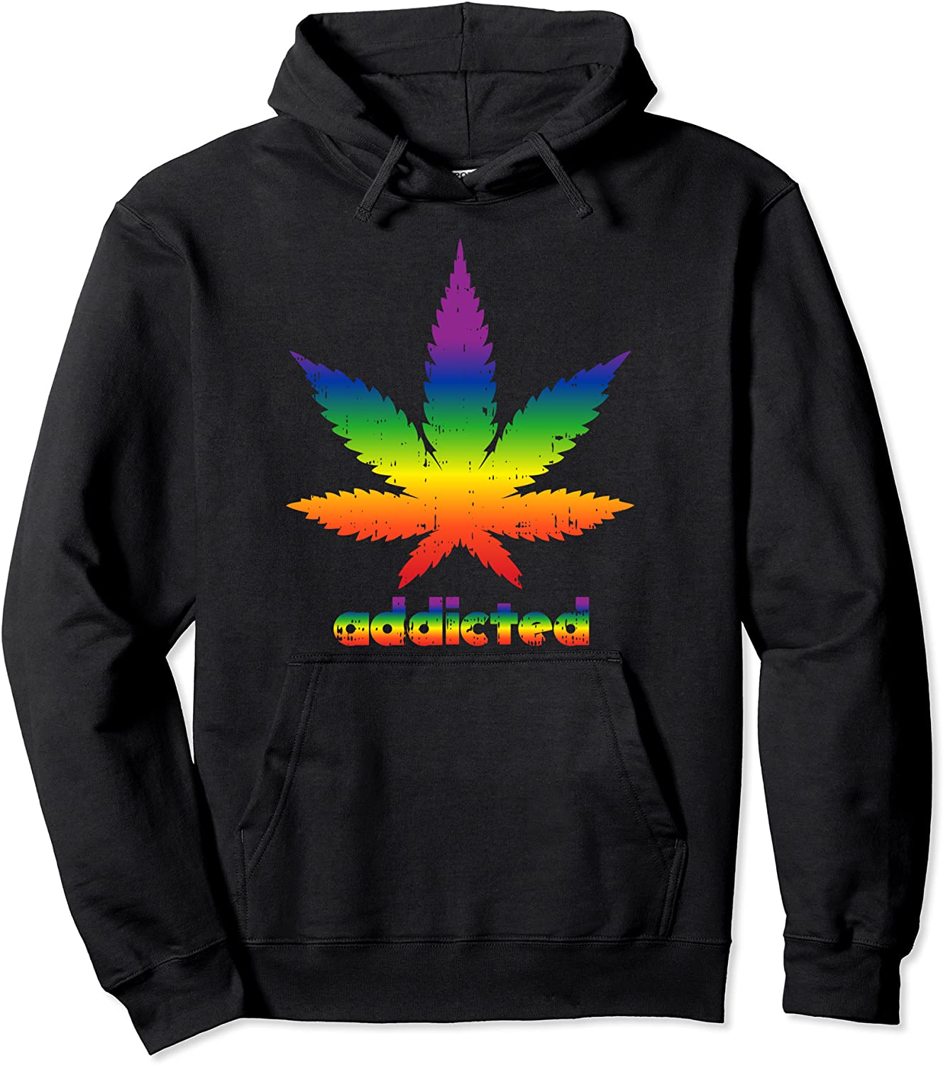 Weed Marijuana Addicted Gay Pride Flag LGBTQ Cool LGBT Gift Pullover Hoodie