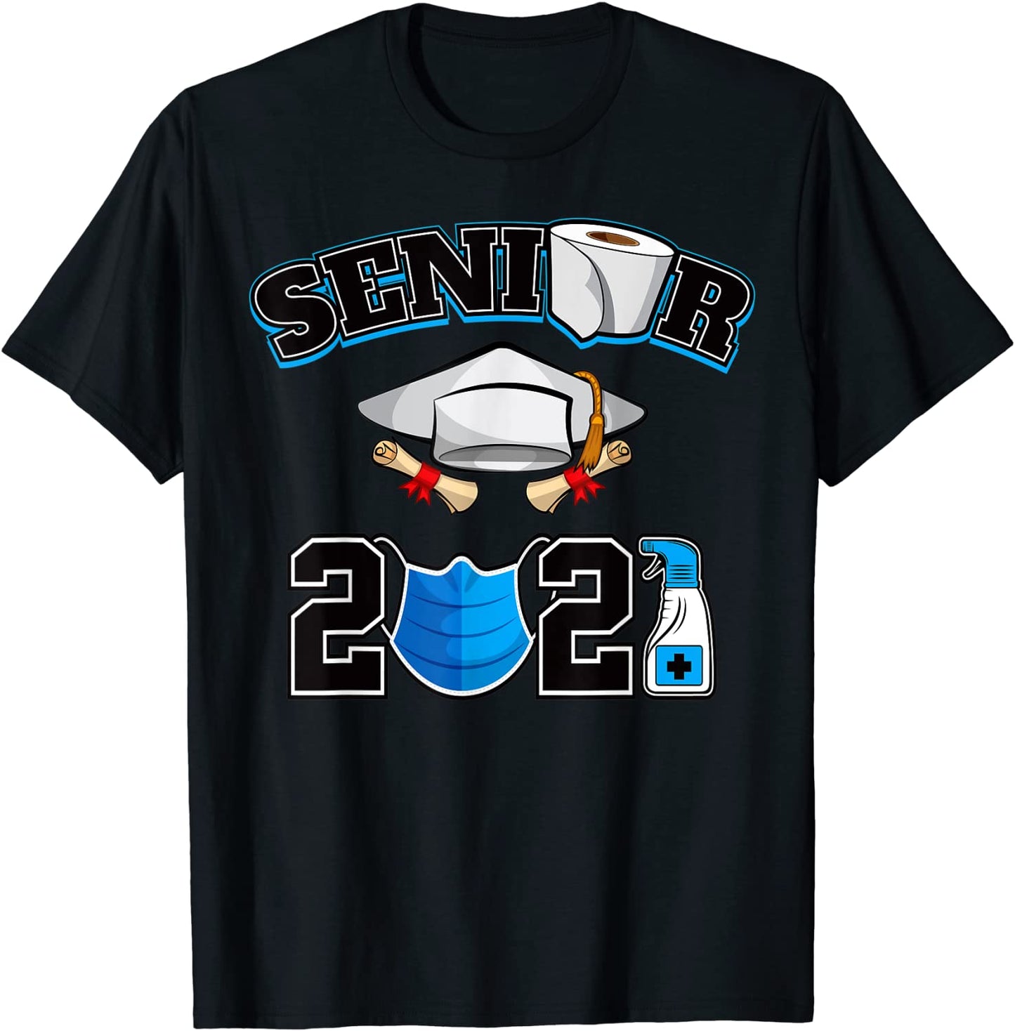 Class Of 2021 Senior Shirts Quarantine Face Mask Decorations T-Shirt