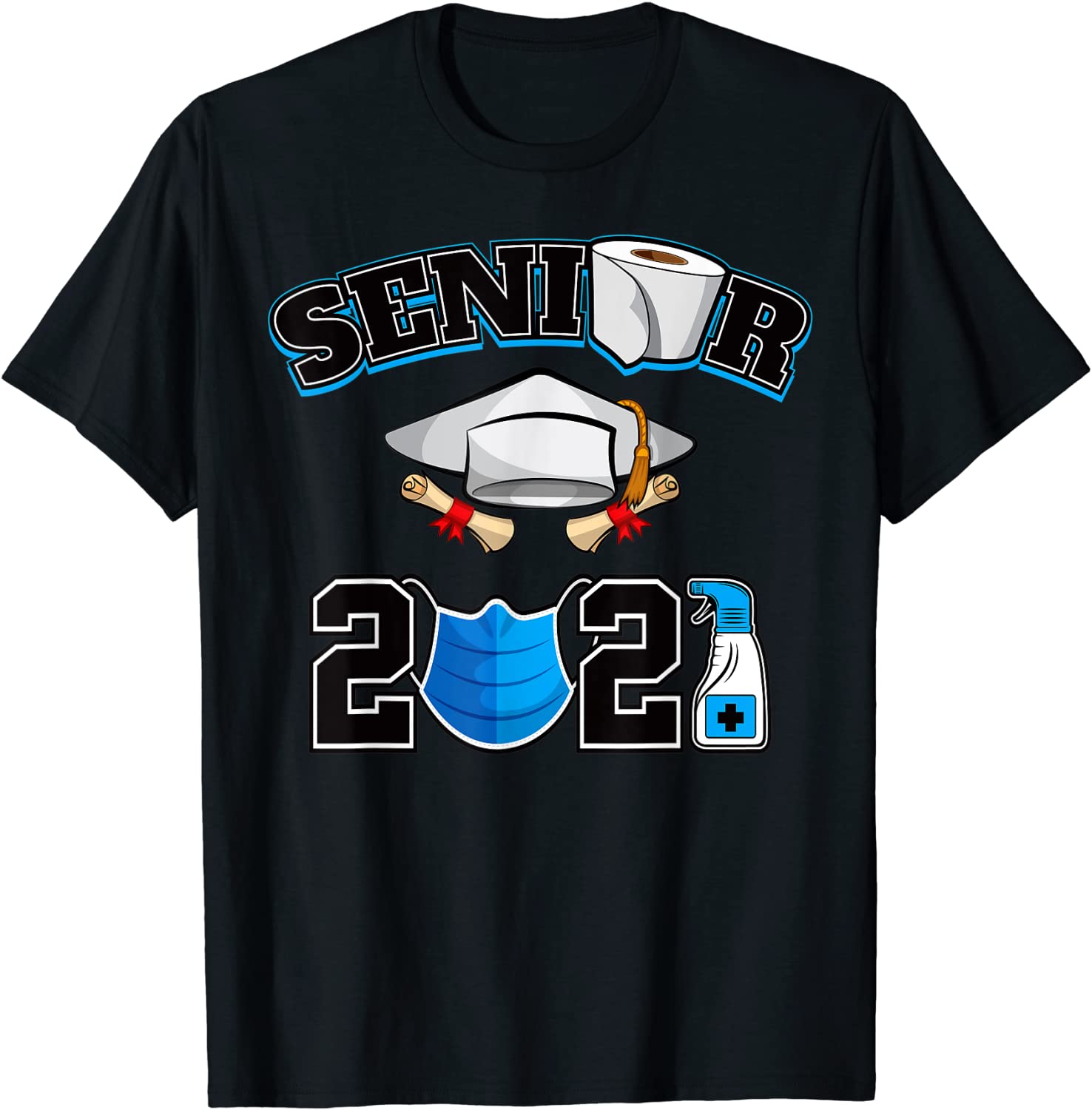 Class Of 2021 Senior Shirts Quarantine Face Mask Decorations T-Shirt