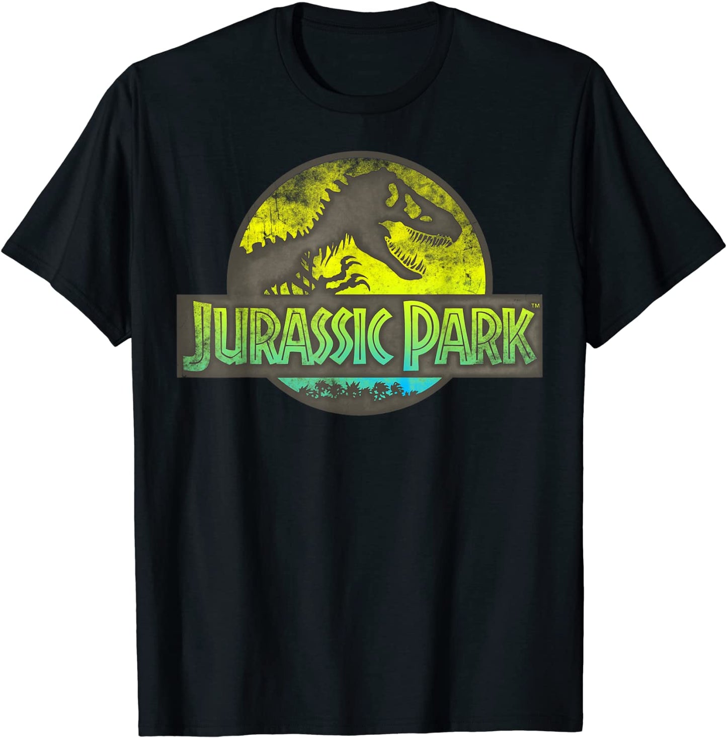Jurassic Park Neon Yellow Green Safari Logo Graphic T-Shirt