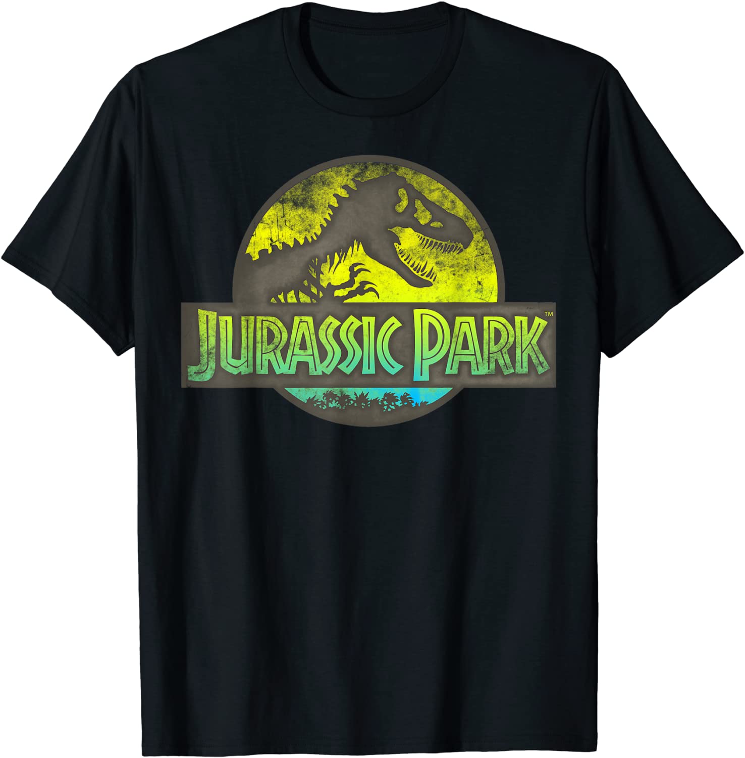 Jurassic Park Neon Yellow Green Safari Logo Graphic T-Shirt