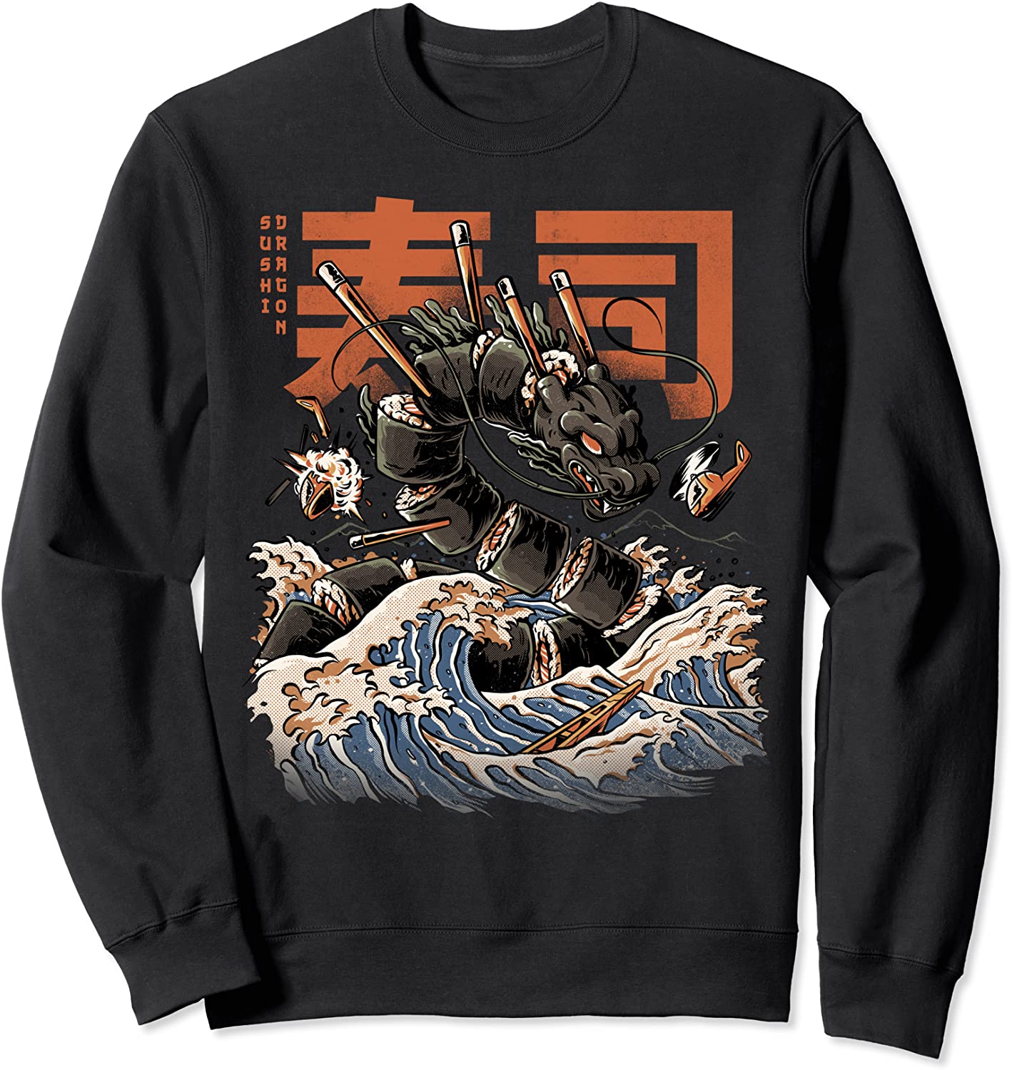 Great Sushi Dragon Japanese Food Kawaii Dragon Anime Sushi Sweatshirt
