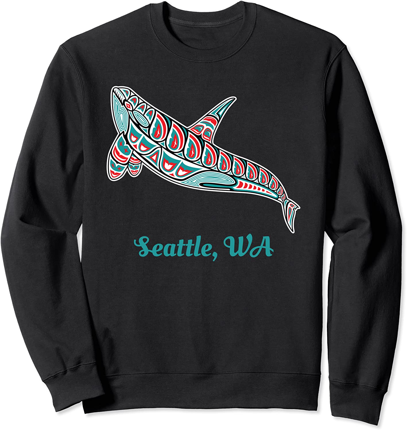 Seattle WA Upward Orca Killer Whale Native American Sweatshirt