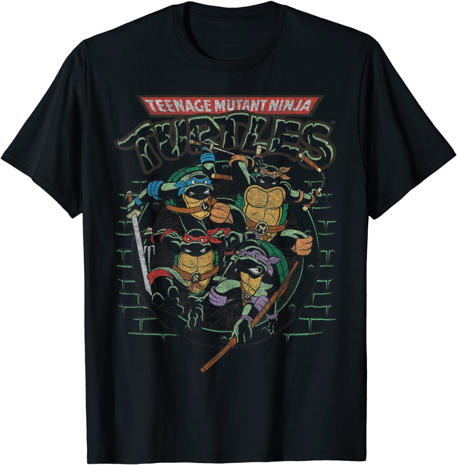 TMNT Ninja Turtles Action Shot All Characters T-Shirt