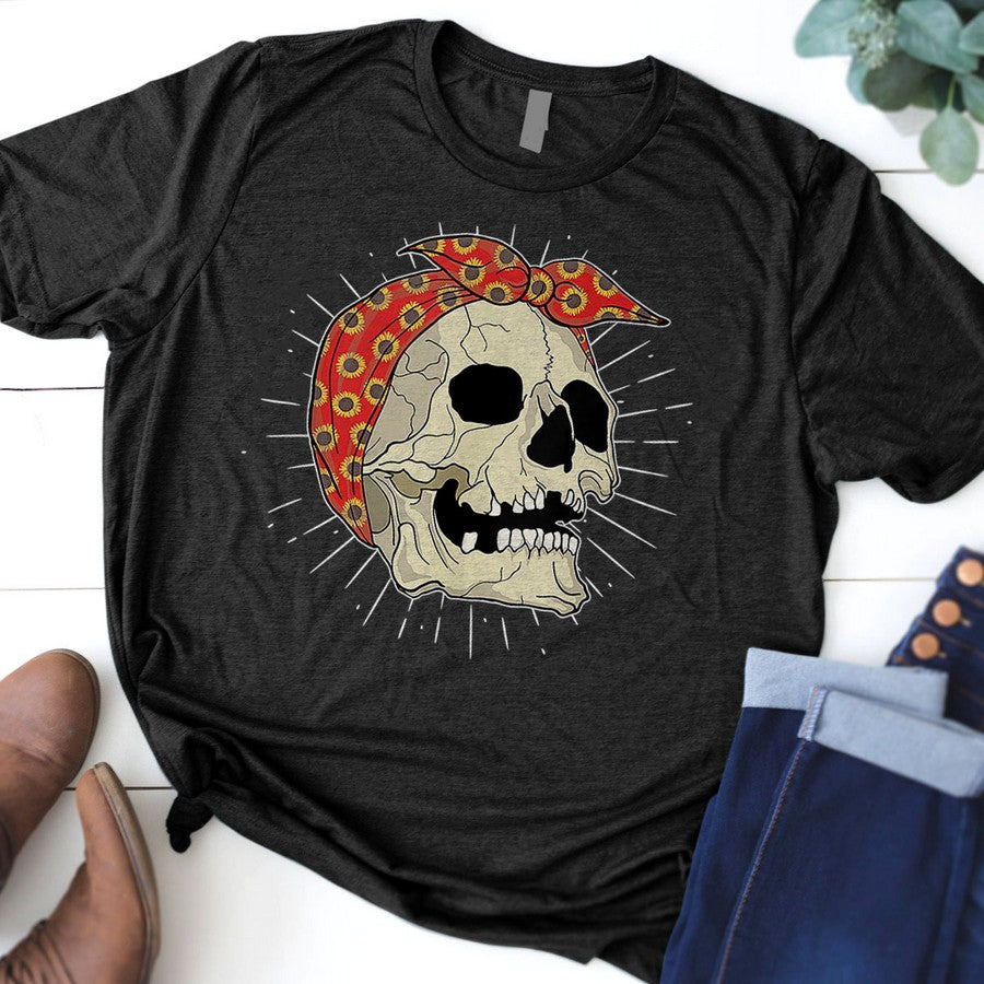 Nature Yellow Flowers Hippie Bandana Skull Pretty Sunflower Tank Top
