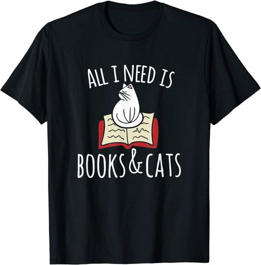 All I need is books Cats t-shirt Books and cats art tee