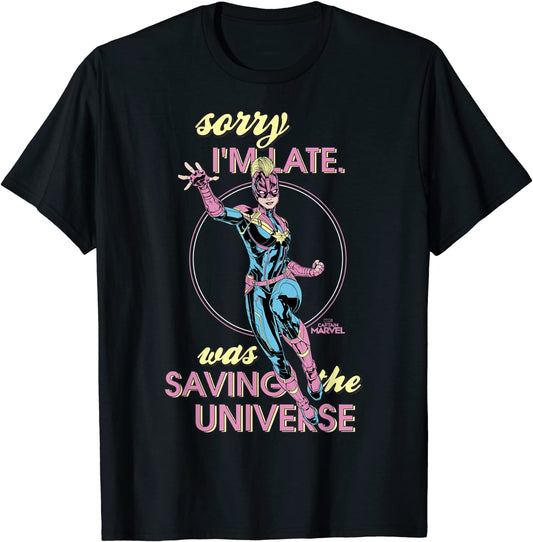 Captain Marvel Sorry I was Saving The Universe Graphic Tee