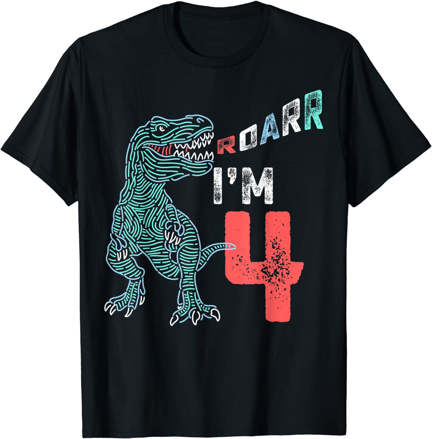 4th Birthday Shirt - Funny Four Year Old Boys Dinosaur Tees T-Shirt