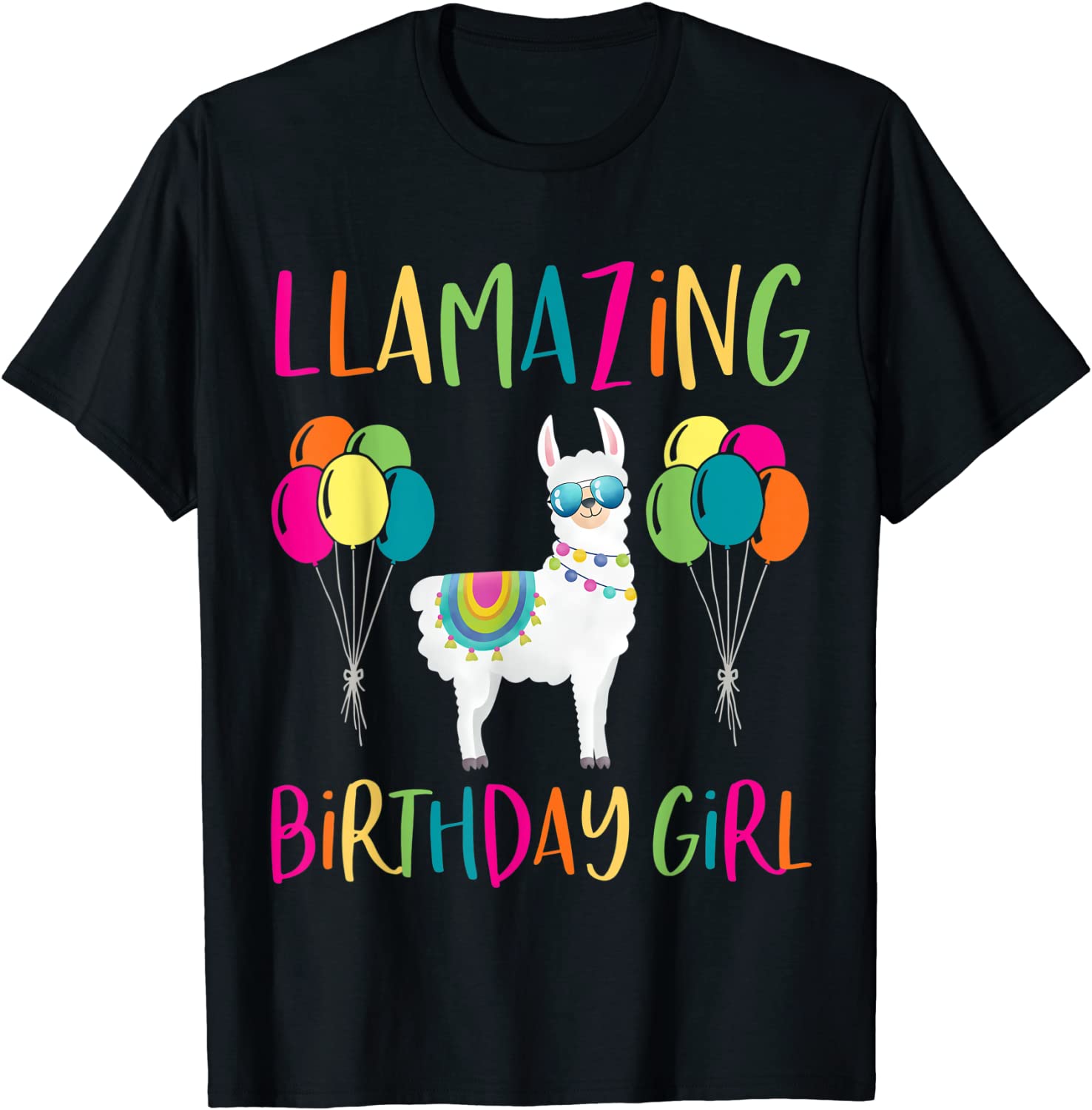 Girl Llama Birthday LLamazing Party Alpaca Balloons Gift T-Shirt