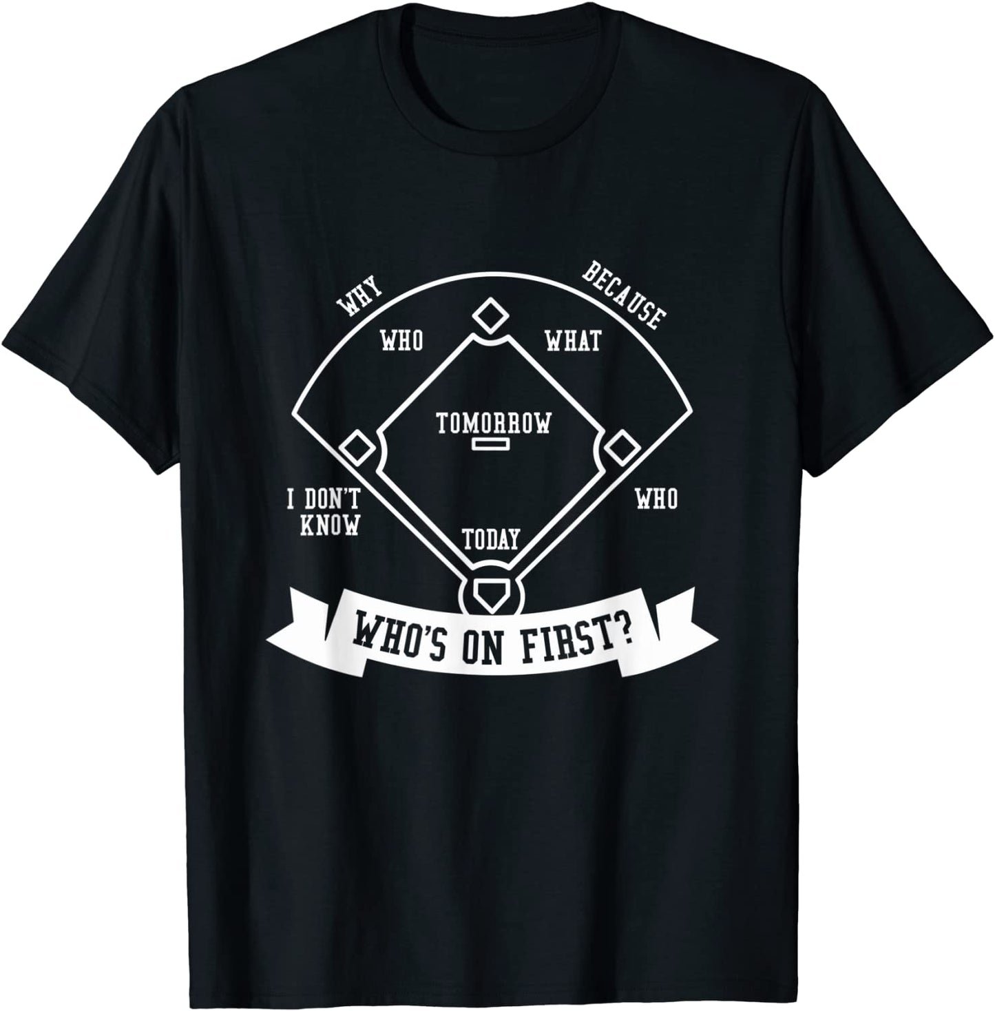 Whos on First Baseball Sports Font Dark T-Shirt