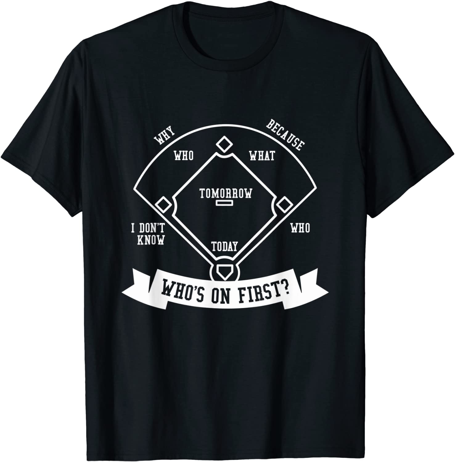 Whos on First Baseball Sports Font Dark T-Shirt