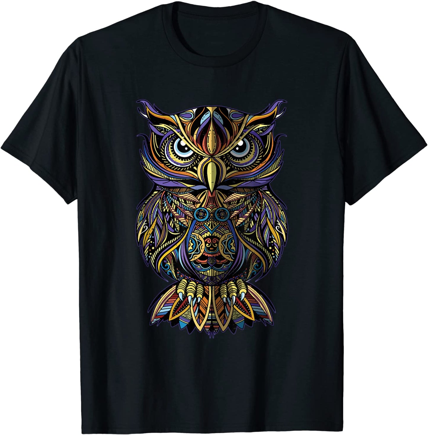 Geometric owl artistic wise angry nocturnal bird men women T-Shirt