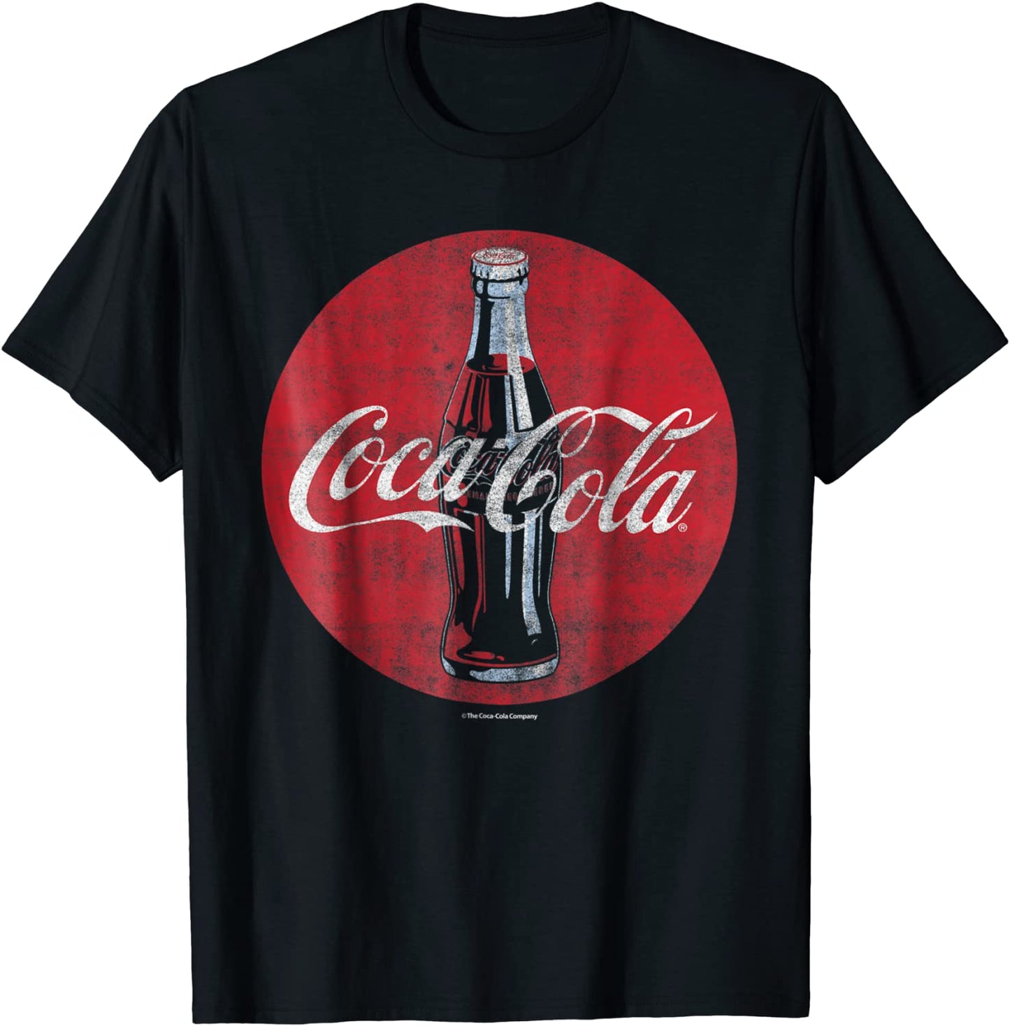 Coca-Cola Distressed Retro Bottle Disc Logo Graphic T-Shirt