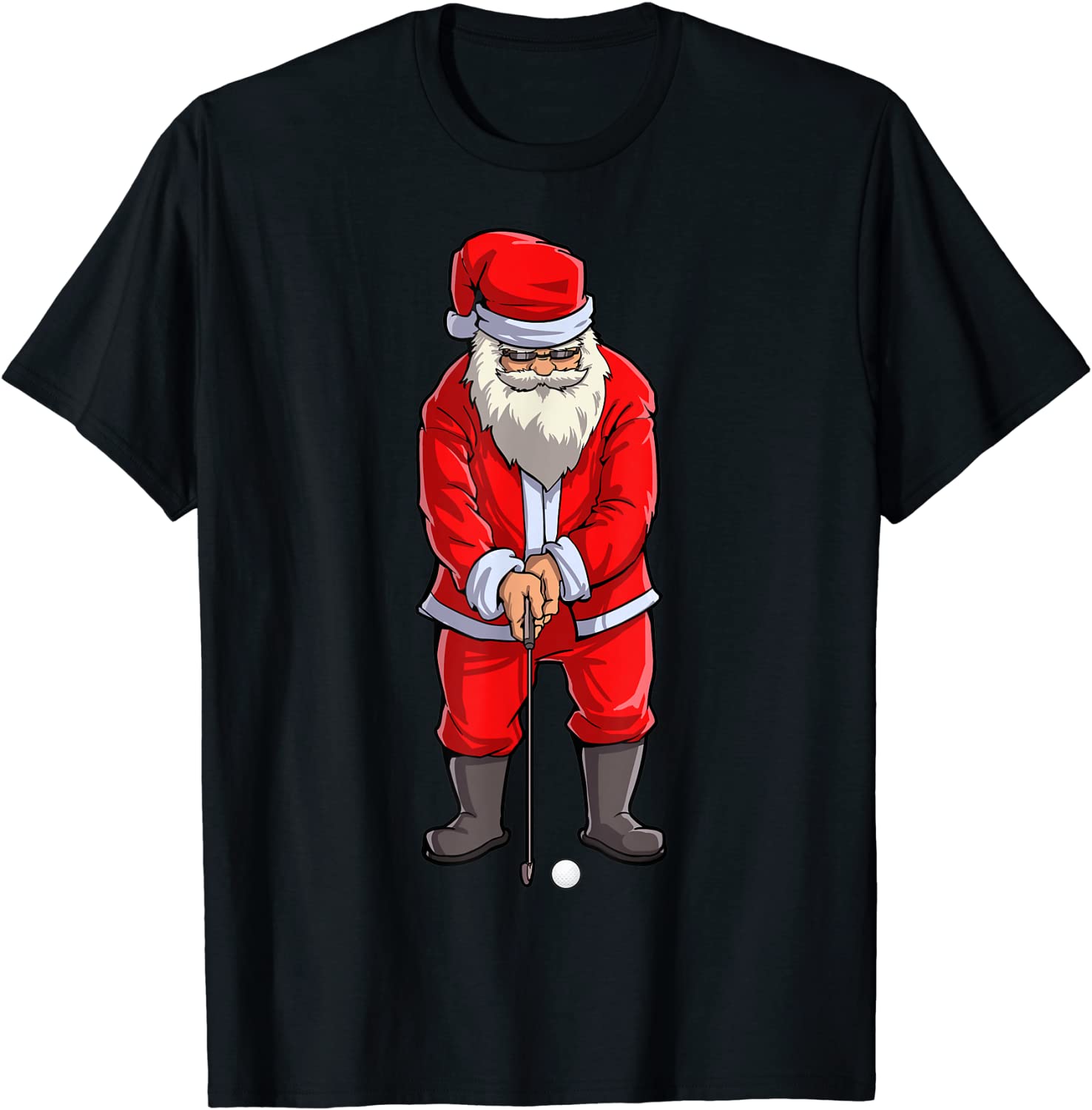 Santa Golf Club And Ball Sport Christmas Boys Golfer Golfing T-Shirt