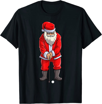Santa Golf Club And Ball Sport Christmas Boys Golfer Golfing T-Shirt