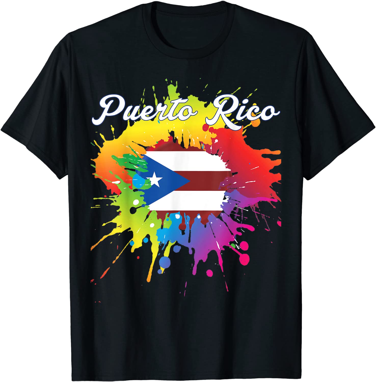 Puerto Rico Flag Pride Gay Color Splash T-Shirt T-Shirt