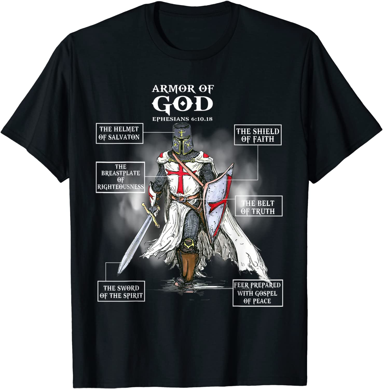 Armor Of God Bible Verse Cool Gift For Religious Christian T-Shirt