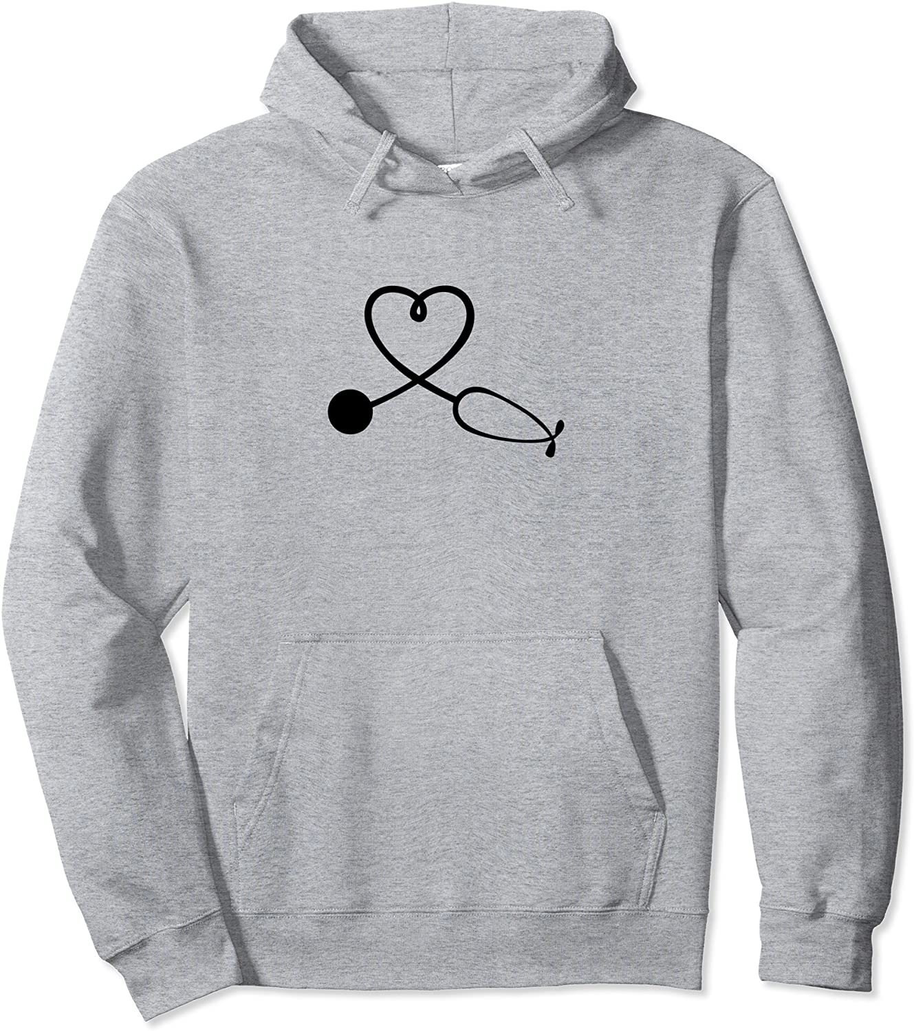 Stethoscope Around Heart Is Love For Doctor Minimalistic Art Pullover Hoodie