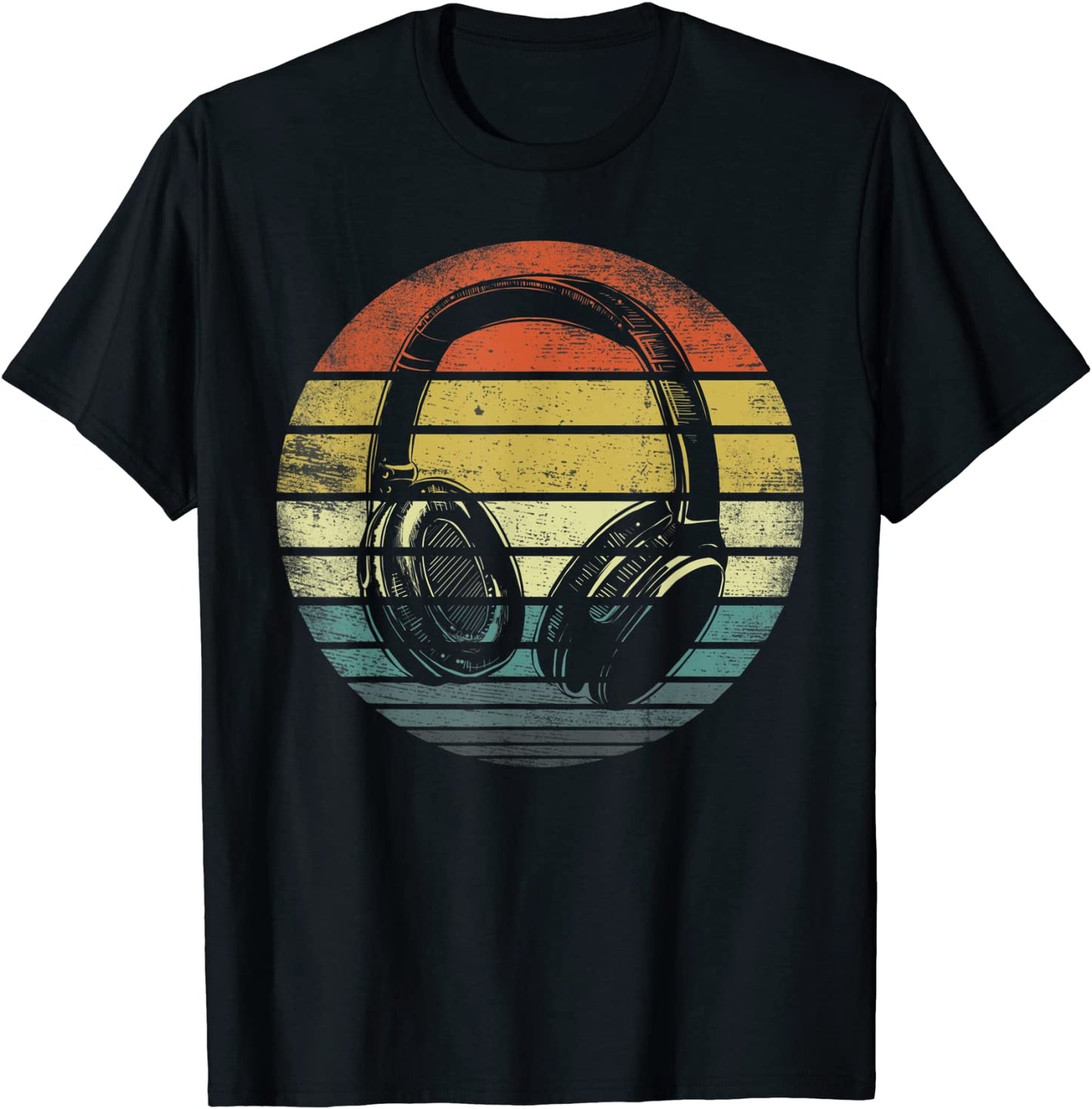 Music Lover Producer DJ Gifts Funny Retro Headphones T-Shirt