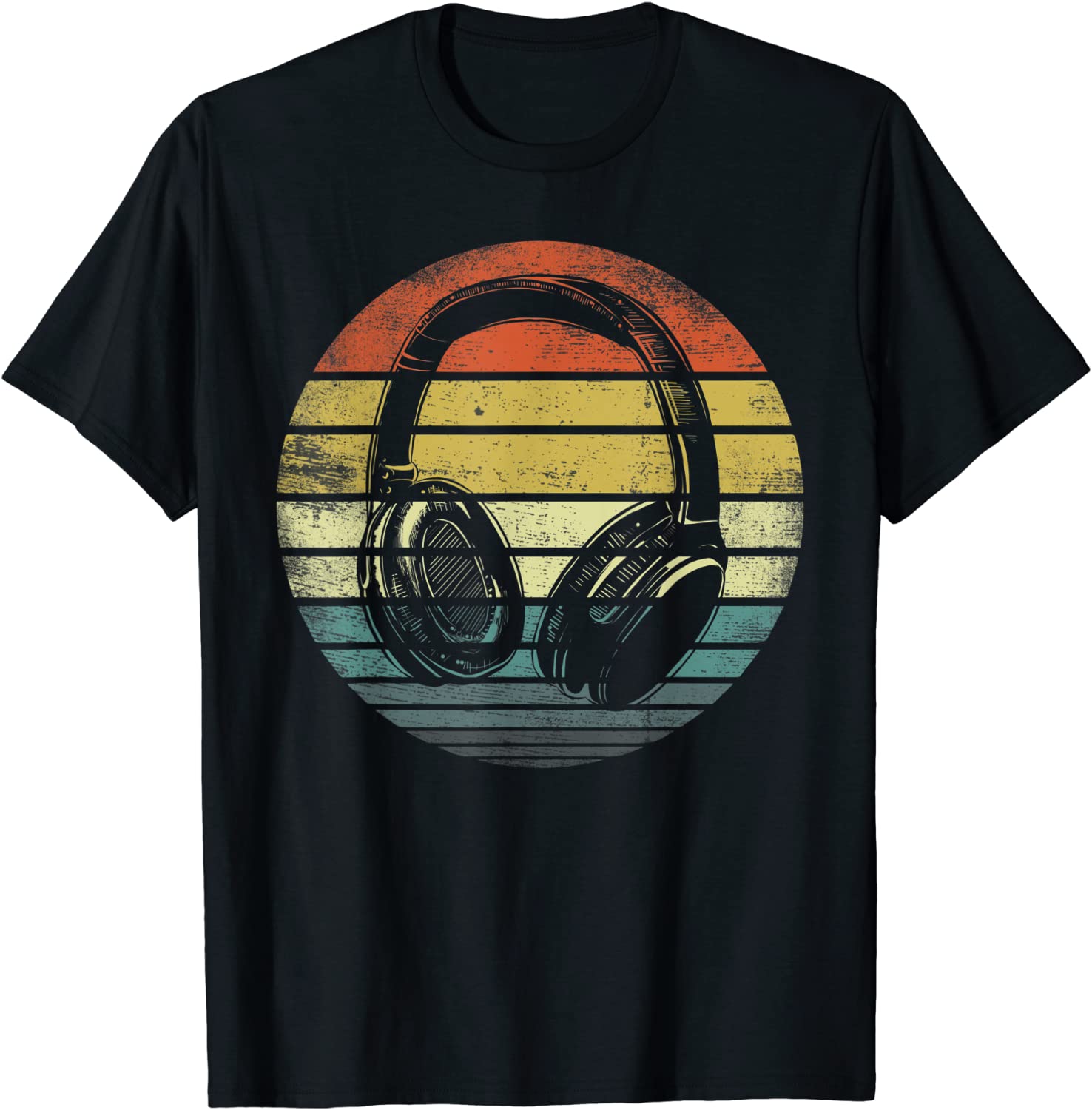 Music Lover Producer DJ Gifts Funny Retro Headphones T-Shirt