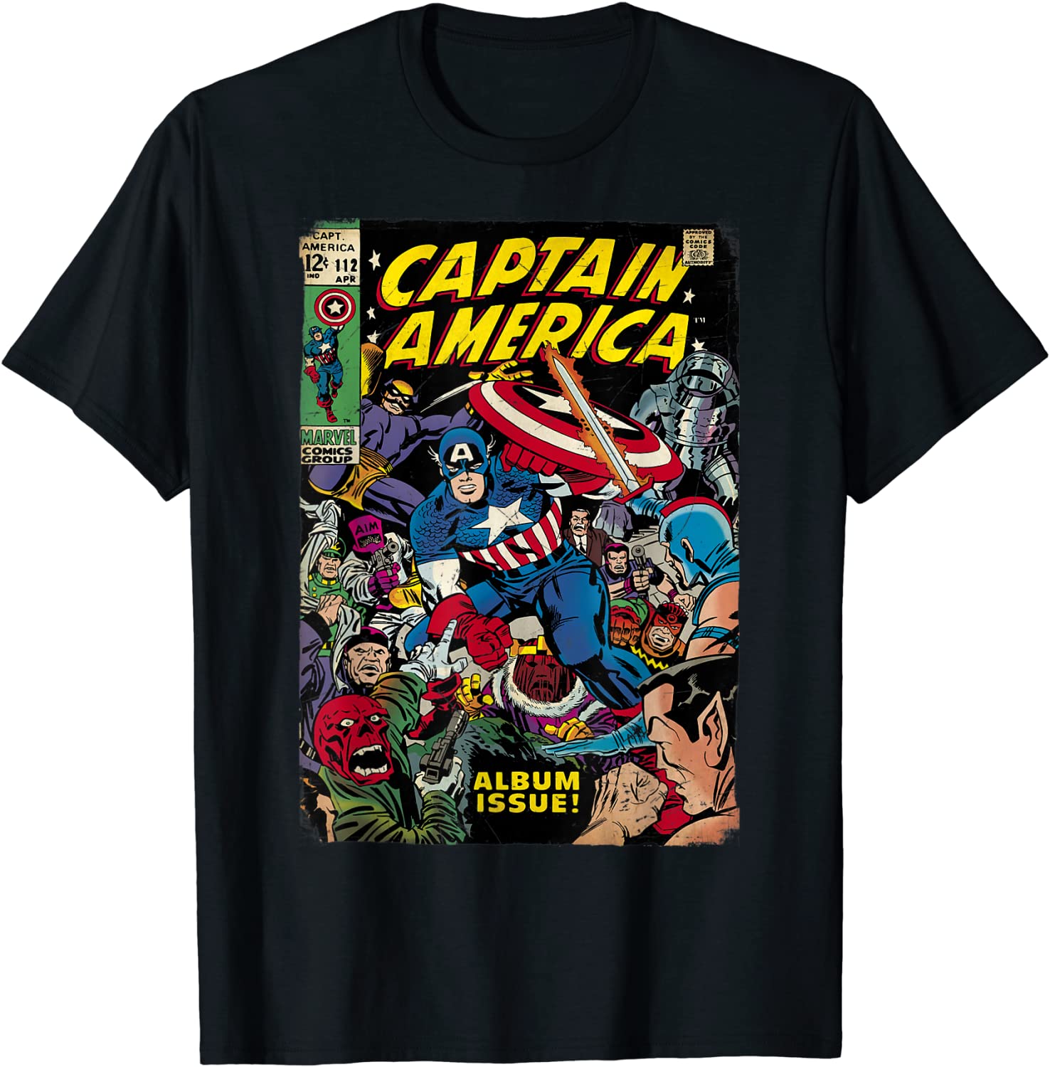 Marvel Captain America Avengers Comic Cover Graphic T-Shirt