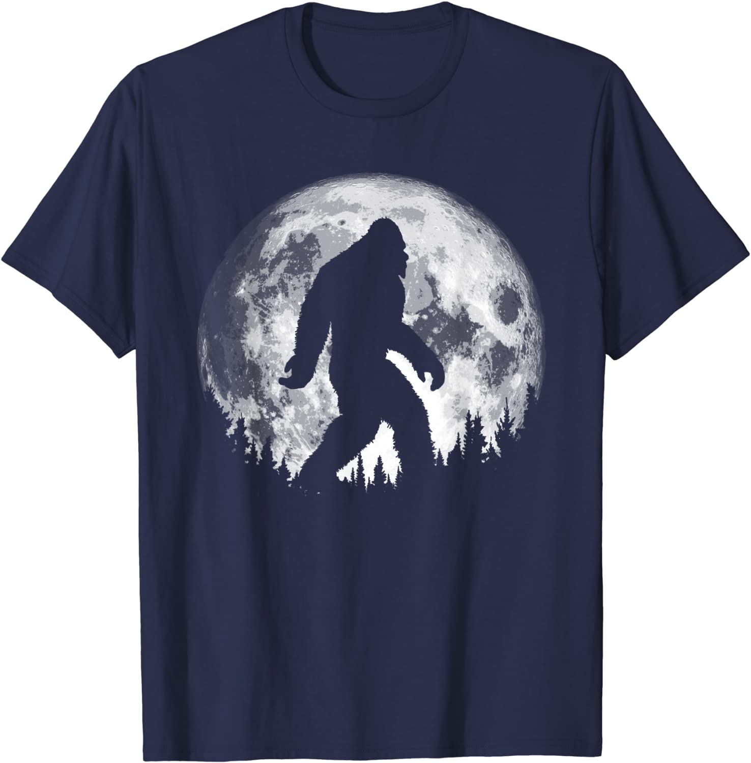 Bigfoot Night Stroll Cool Full Moon Trees Sasquatch T-Shirt
