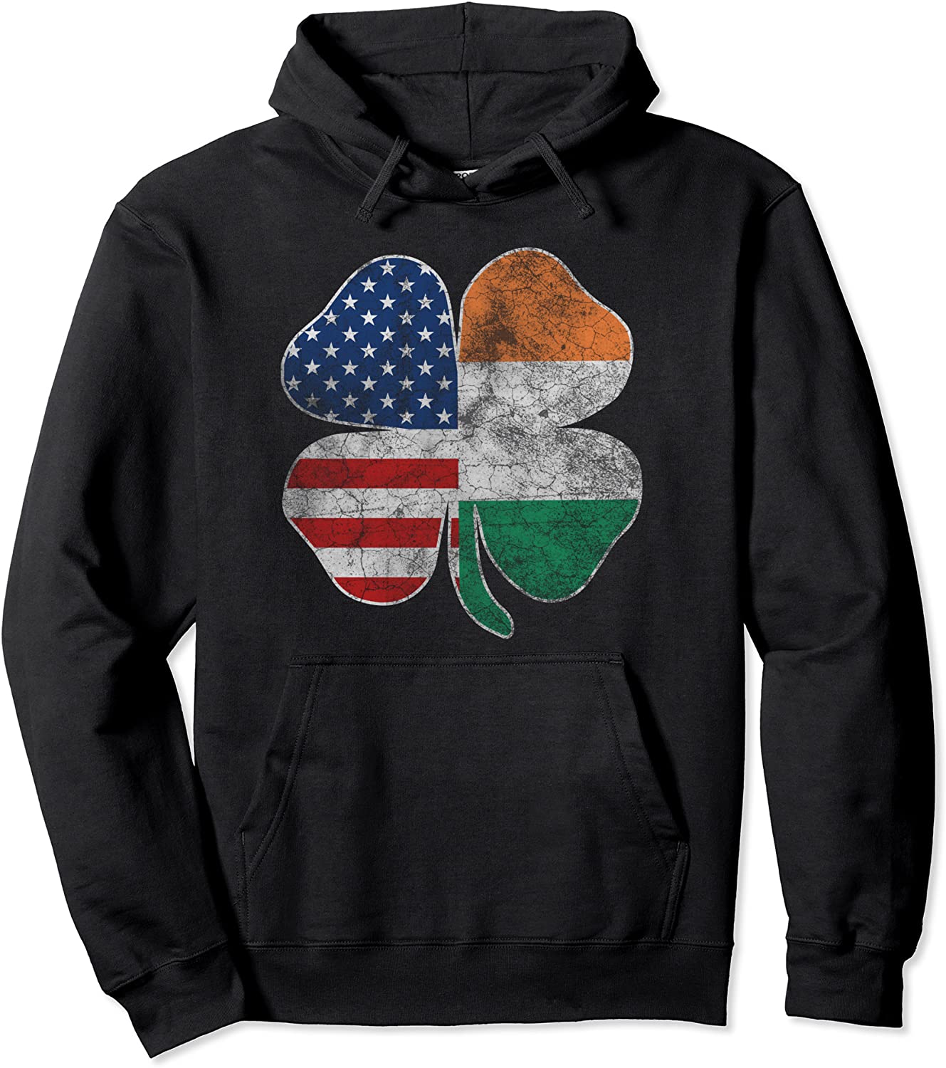 Vintage Irish American Flag Shamrock St Patricks Day Hoodie