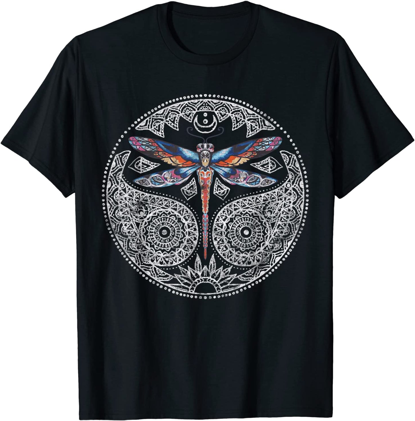 Magical Colorful Dragonfly Mandala T-Shirt Design
