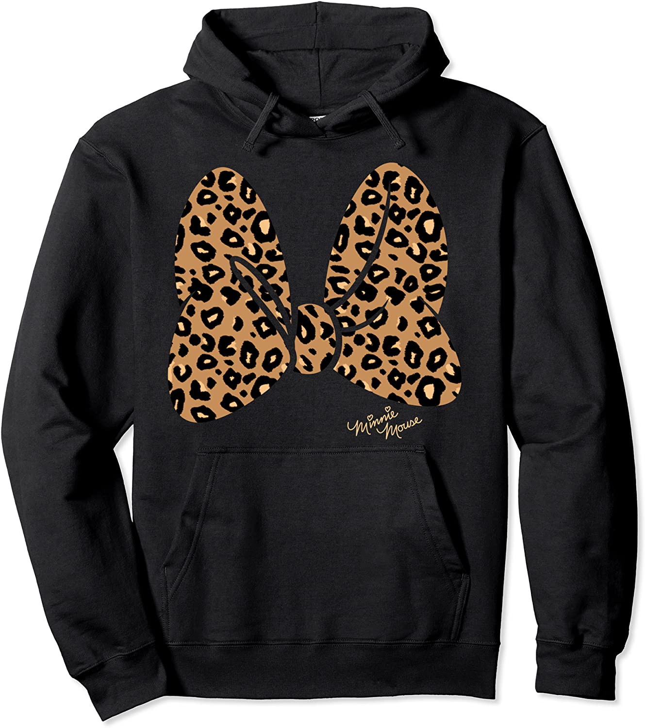 Disney Minnie Mouse Leopard Print Bow Pullover Hoodie