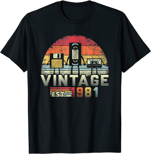 1981 Shirt Vintage 40th Birthday Gift Funny Music Tech T-Shirt