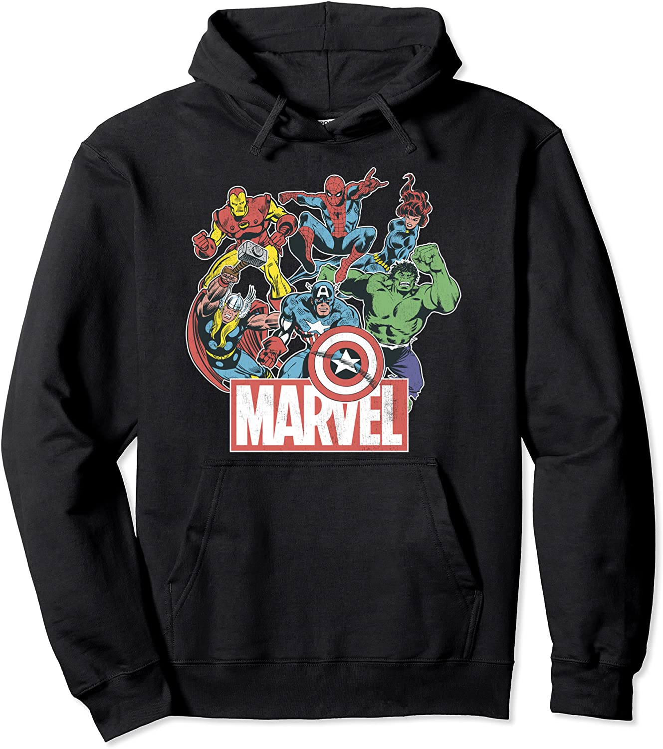 Marvel Avengers Team Retro Comic Vintage Graphic Hoodie