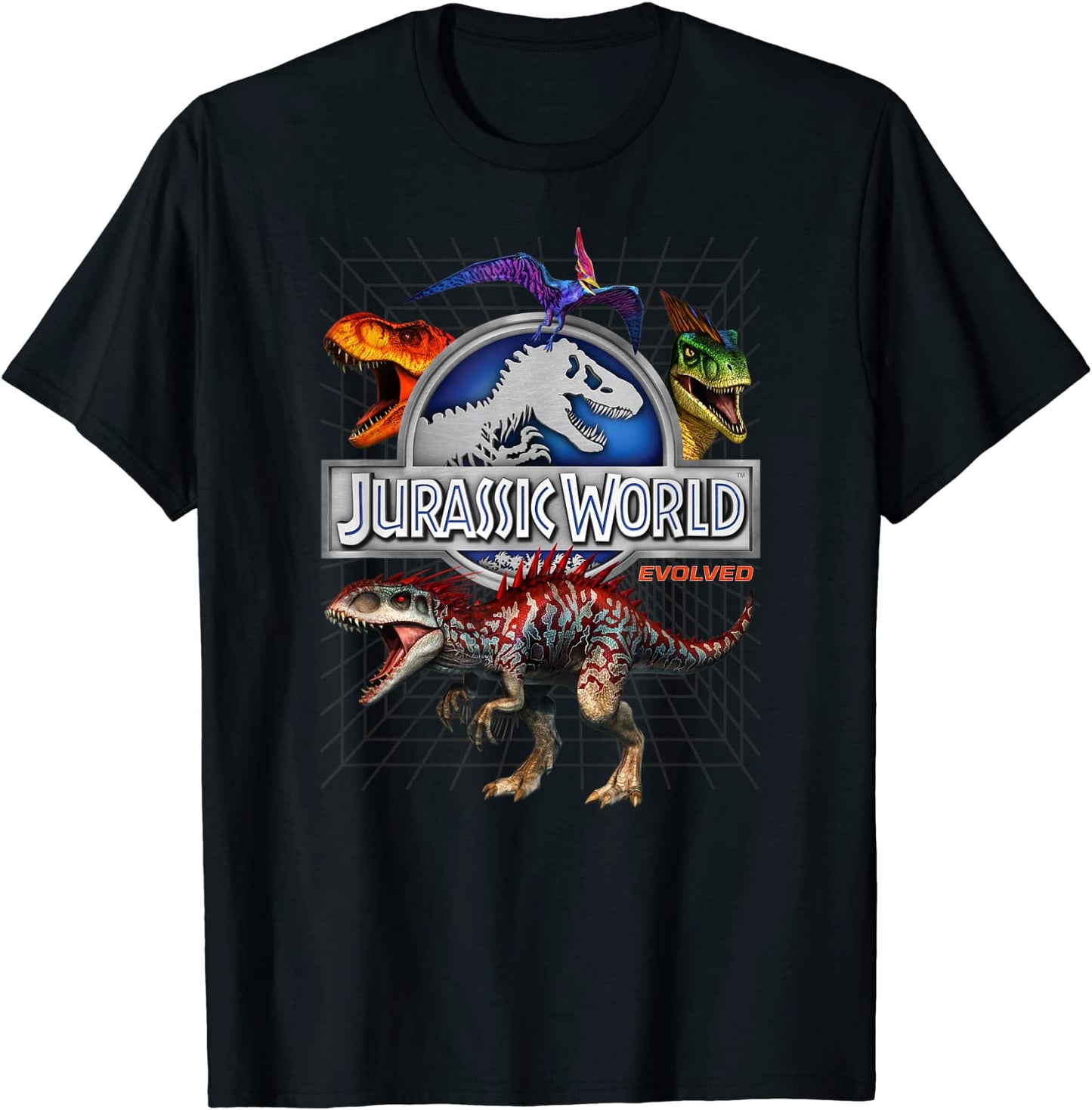 Jurassic World Evolved Dino Grid T-Rex Graphic T-Shirt