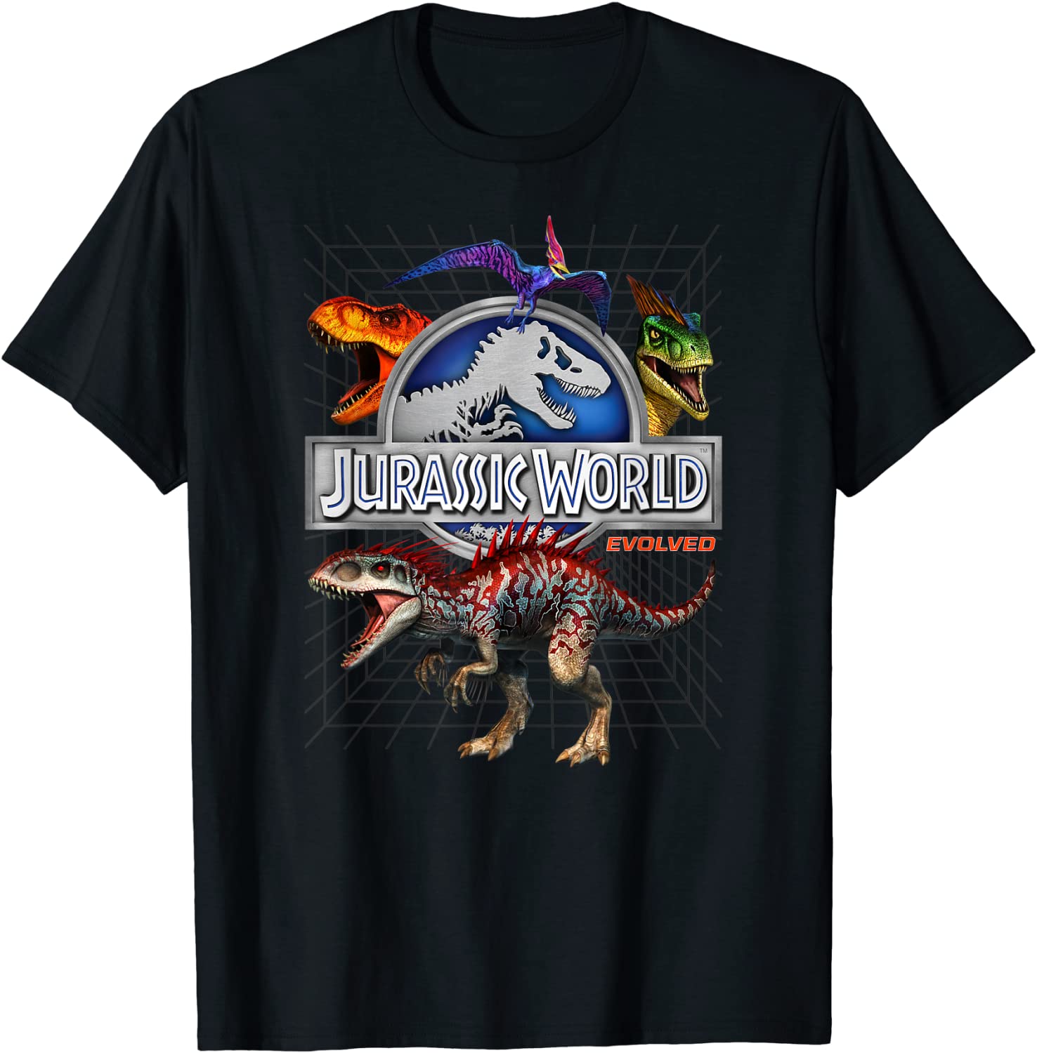 Jurassic World Evolved Dino Grid T-Rex Graphic T-Shirt