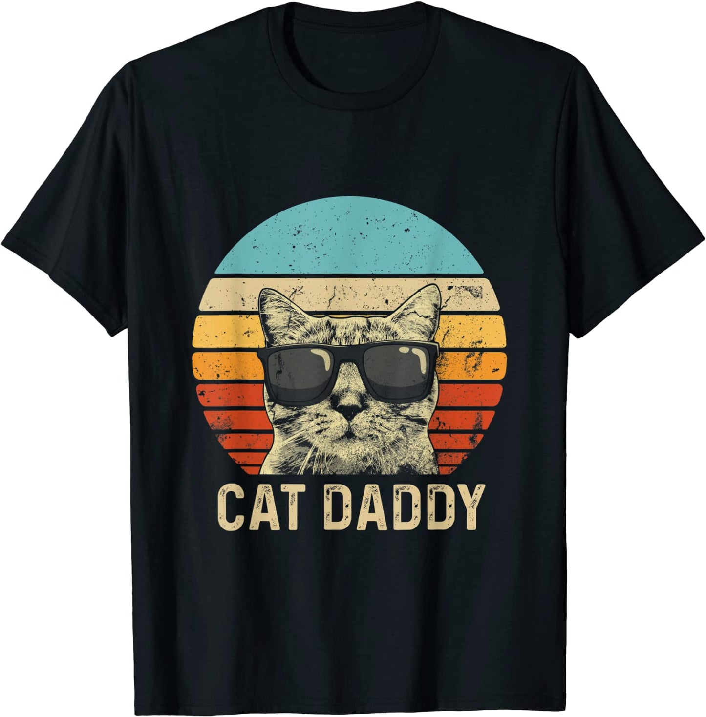 Mens Vintage Cat Daddy Shirt Funny Cat Lover Gift Cat Dad Fathers T-Shirt