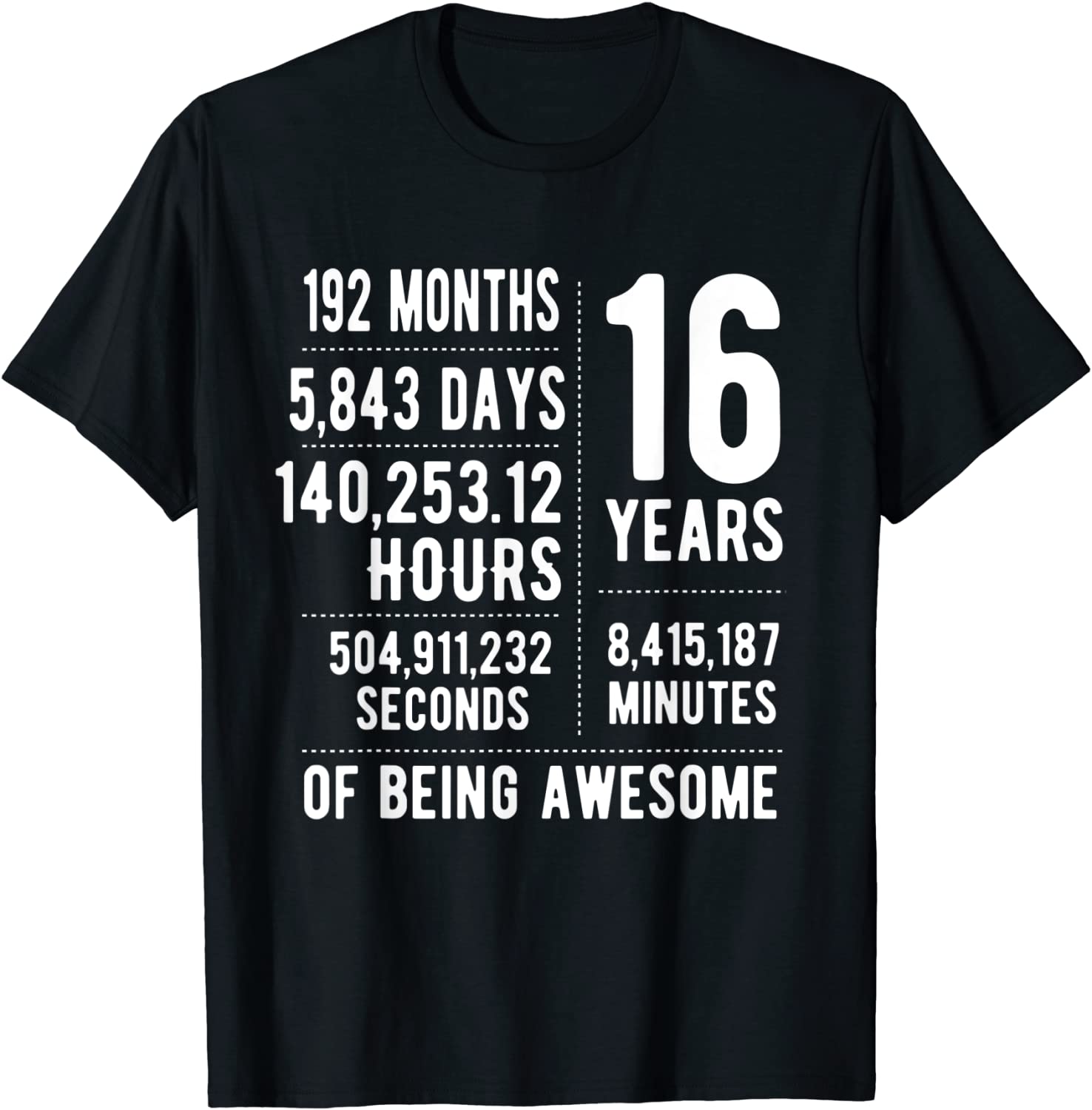 16th Birthday Idea For Boys Girls Funny 16 Years Old T-Shirt