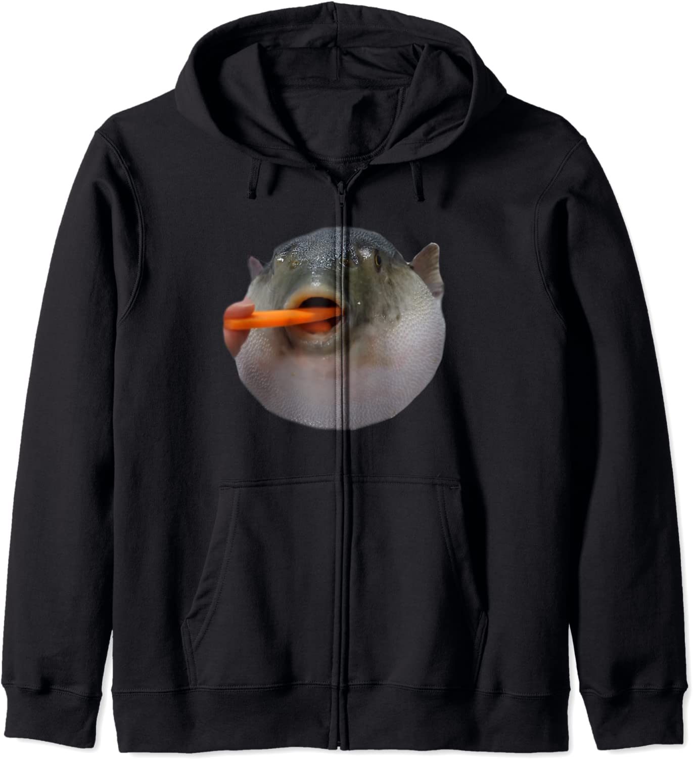 Pufferfish Eating a Carrot Meme Funny Blowfish Dank Memes Hoodie