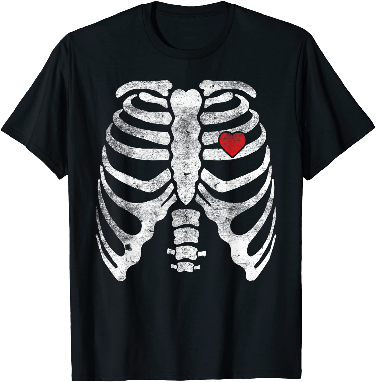 Skeleton Heart Rib Cage X-Ray Adult Kids Funny Halloween T-Shirt