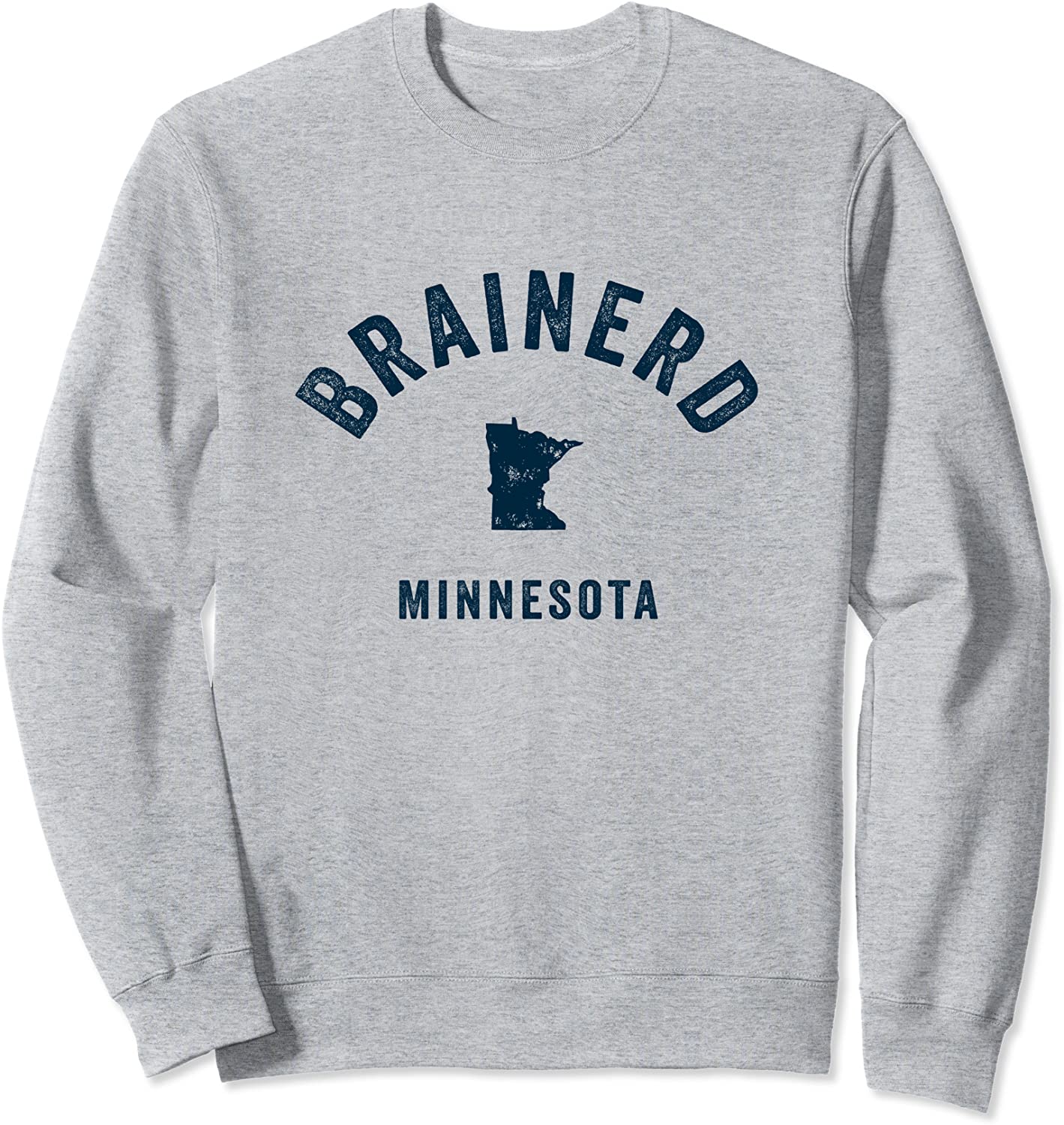 Brainerd Minnesota MN Vintage 70s Sports Design Navy Print Sweatshirt