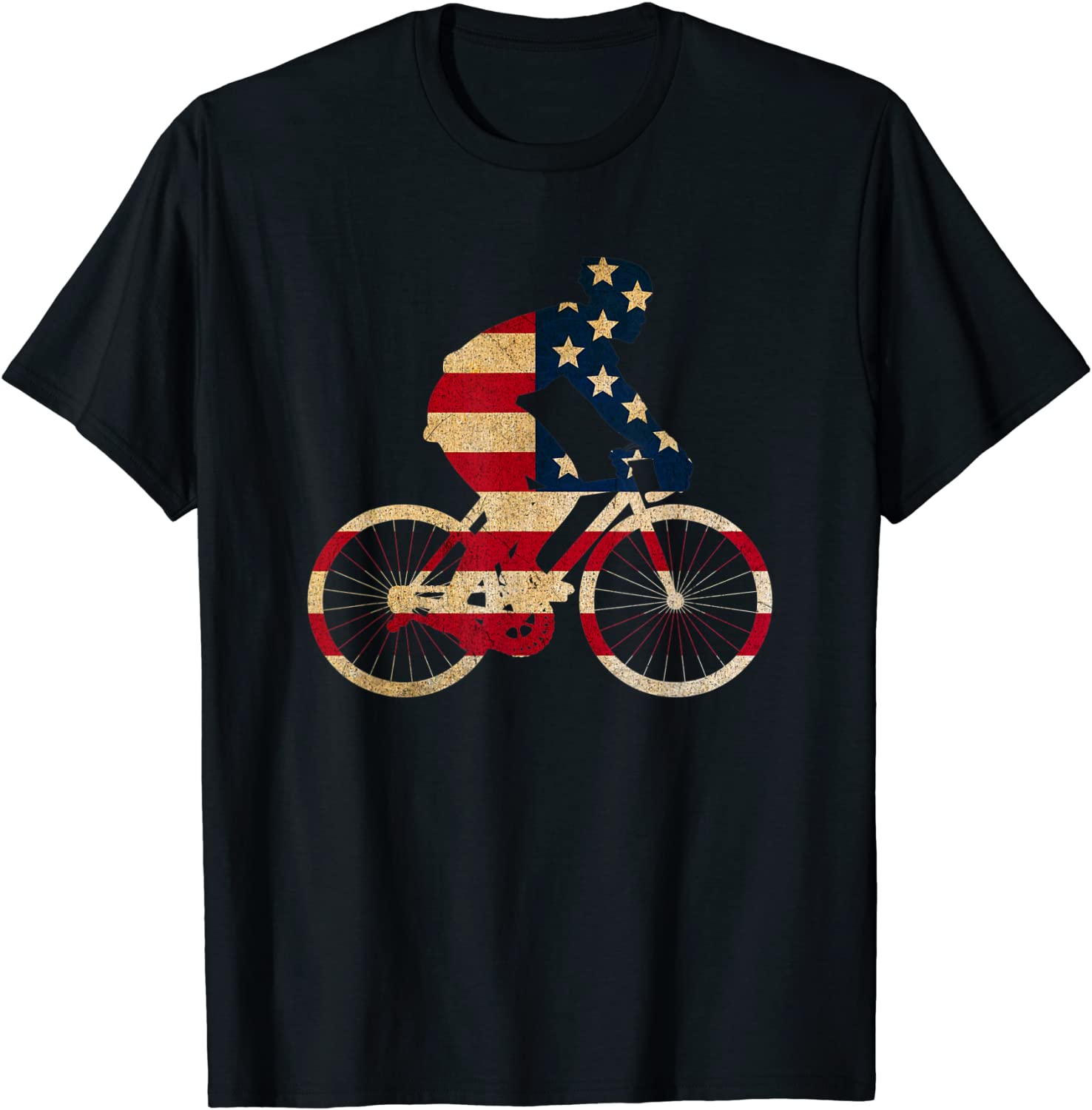 Vintage Cycling Cycle Team Player Sport Fan US Flag Bike T-Shirt