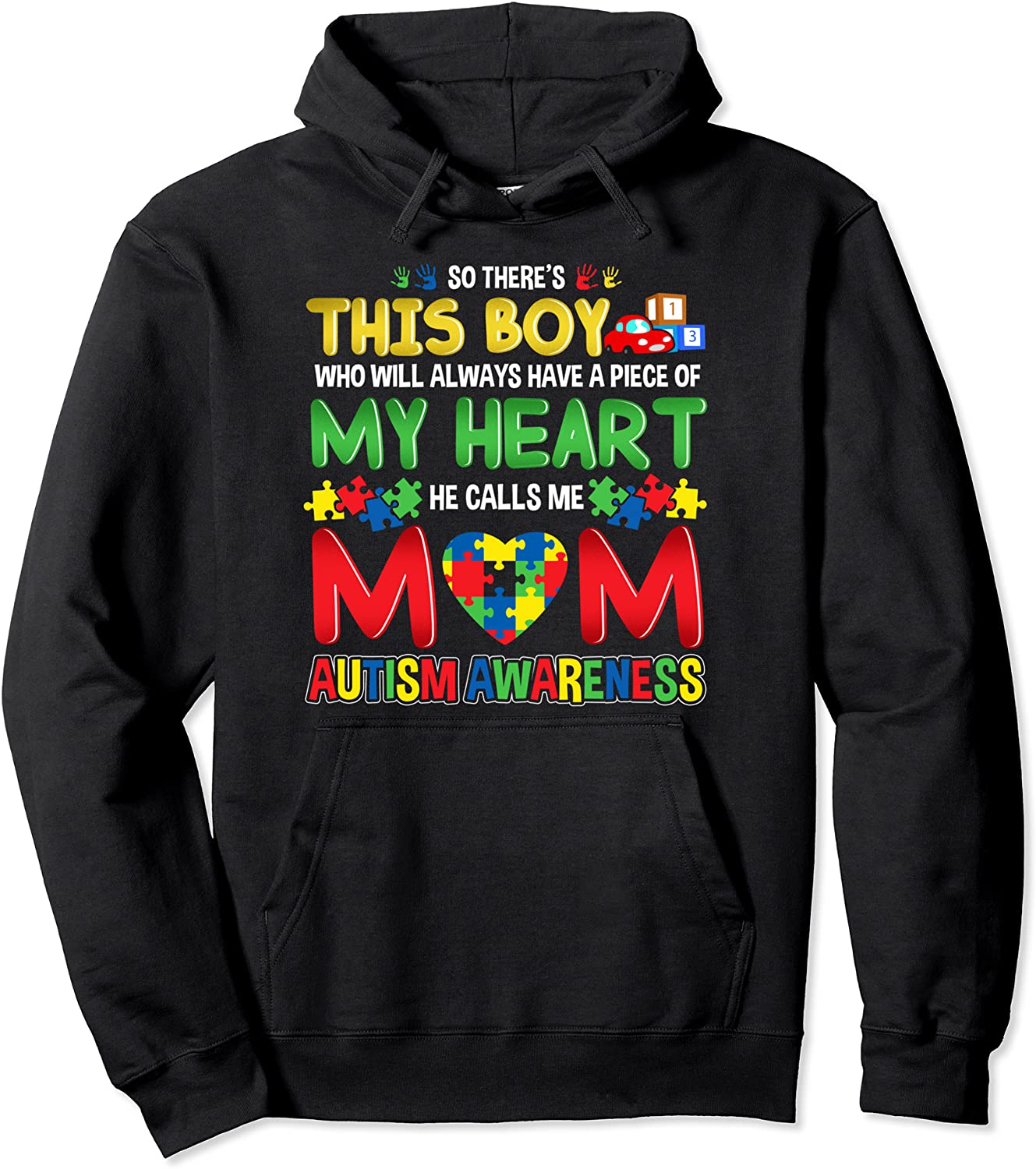 Autism Awareness Mom Hoodie Mother Boys See True Colors Pullover Hoodie