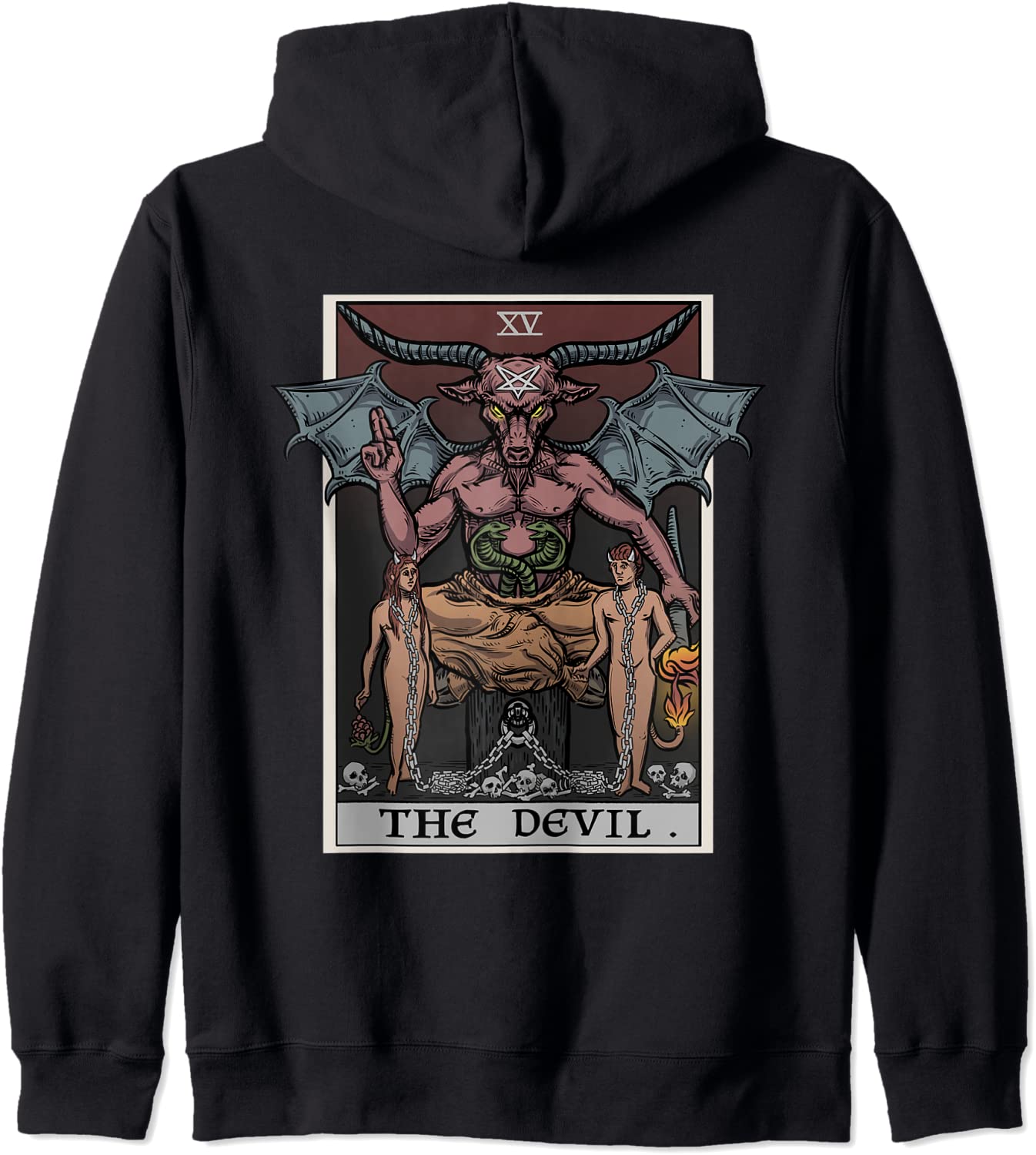 The Devil Tarot Card Halloween Baphomet Satanic Goth Occult Hoodie